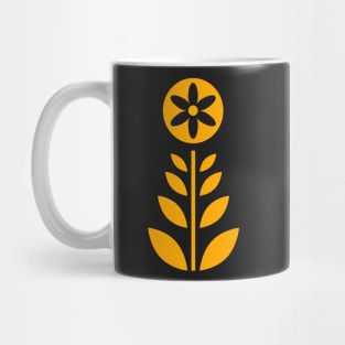 Scandinavian Retro Flowers Honey Yellow on Beige Mug